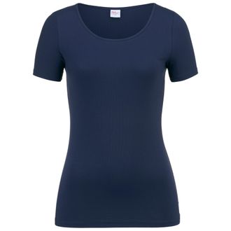 Isa Rundhalsshirt ISA BODYWEAR 720109, Damen, Gr. XL, blau (0038), Feinripp, Obermaterial: 88% Lyocell, 12% Elasthan, unifarben, Basic, figurbetont, Rundh