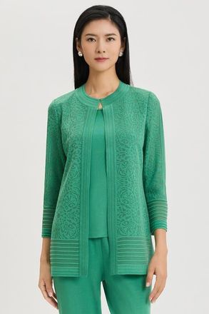 Ming Wang Heritage Burnout Medallion Knit Jacket in Kelly Green at Nordstrom, Size X-Small