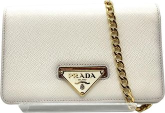 Prada White Leather Chain/Shoulder Wallet (Pre-Owned)