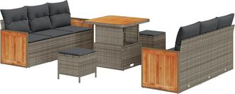 vidaXL Vidaxl - Set Divano Da Giardino Con Cuscino 9 Pcs Grigio 80 X 80 X 71 Cm