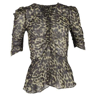 Isabel Marant Caja Ruched Blouse in Animal Print Viscose
