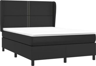 vidaXL Vidaxl - Cama Box Spring Con Colch&oacute;n Cuero Sint&eacute;tico Negro 140x190 Cm