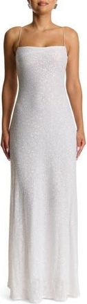 Naked Wardrobe Sequin Embroidery Dress in White at Nordstrom Rack, Size X-Large