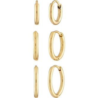 BEN ONI Set of 3 Huggie Hoops in Gold at Nordstrom