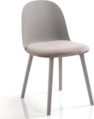 Oresteluchetta Set 4 sillas microfibra gris oscuro y acero H75 L46 P55 cm