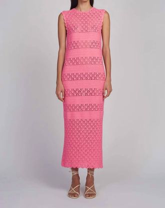 Eleven Six Cotton Crochet Midi Dress In Taffy Pink