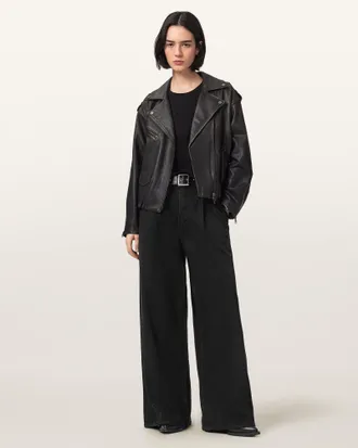 AllSaints Lyocell Haze Pleated Wide Leg Jeans, Size: 24