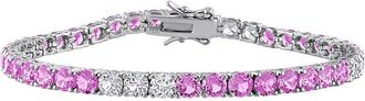 Rina Limor Silver 13.44 Ct. Tw. Lab-Grown Pink And White Sapphire Tennis Bracelet