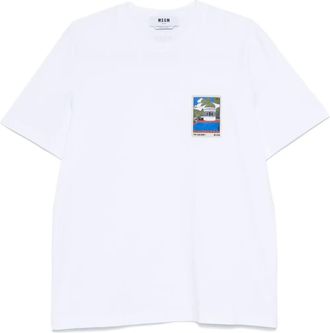 Msgm patch-detail T-shirt - men - Cotton - S - White