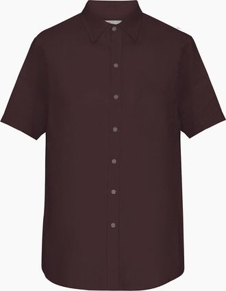Colorful Standard Mens Colorful Standard Mens Short Sleeve Linen Shirt - Oxblood Red - Brown - Size: 42/Regular