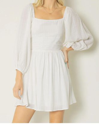 Entro Self Tie Closure Mini Dress In White