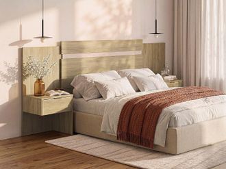 Vente-Unique Testata allungabile con comodini - 140/160 cm - Colore: Naturale - PARATI