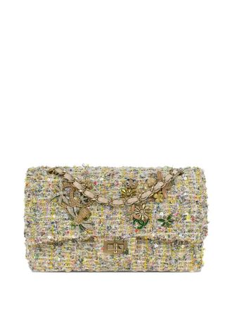 Chanel 2010-2011 Garden Party Double Flap shoulder bag - women - Wool/Recycled Sequins - One Size - White