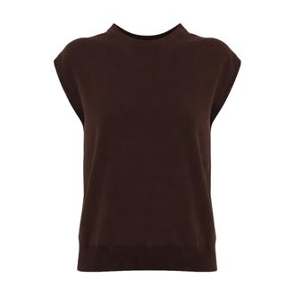 Antonelli T-Shirts, female, Brown, Size: L Ariel Crew Neck Top