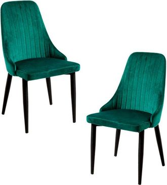 Regalos Miguel Packs Sillas Comedor - Pack 2 Sillas Kan Terciopelo - Verde