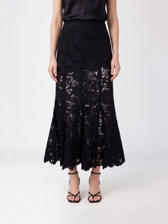 Self Portrait High-Waisted A-Line Lace Midi Skirt with Straight Hem