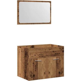 vidaXL Juego De Muebles De Ba&ntilde;o 2 Piezas Madera Ingenier&iacute;a Envejecida Vidaxl