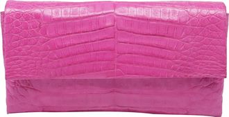 Nancy Gonzalez Nancy Gonzalez Flap Clutch Bag in Pink Crocodile Leather