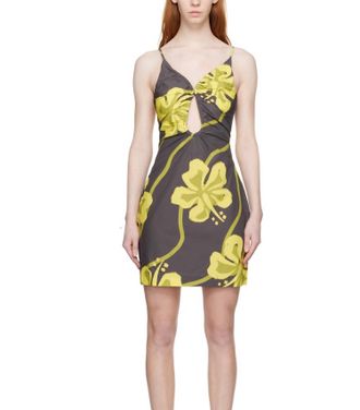 Wynn Hamlyn Zoe Seersucker Mini Dress In Yellow-Brown