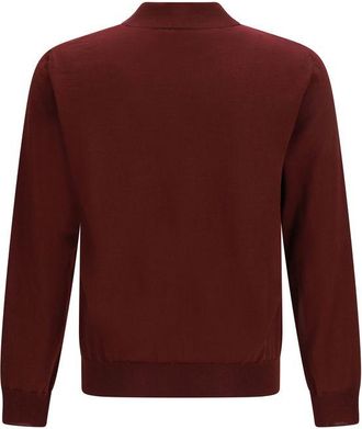 Valentino Mens Bordeaux Wool Oves Aries Polo Shirt