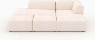 Rendez-Vous D&eacute;co Sof&aacute; Modular Mina De Terciopelo Blanco De 4 Plazas Con 2 Pufs