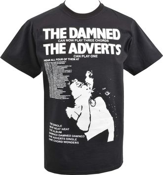 MWA Mens Punk T-Shirt Damned & The Adverts Gaye Advert Gig Guide Poster 1977 Black