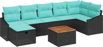 vidaXL Conjunto De Sof&aacute;s De Jard&iacute;n 8 Uds. Negro Rat&aacute;n Sint&eacute;tico Vidaxl