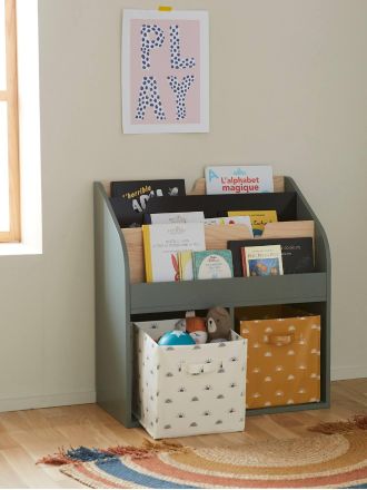 Vertbaudet Meuble de rangement 2 cases + &eacute;tag&egrave;re-biblioth&egrave;que LIGNE SCHOOL vert