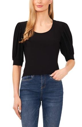 CeCe by Cynthia Steffe Puff Sleeve Sweater in Rich Black at Nordstrom, Size X-Large