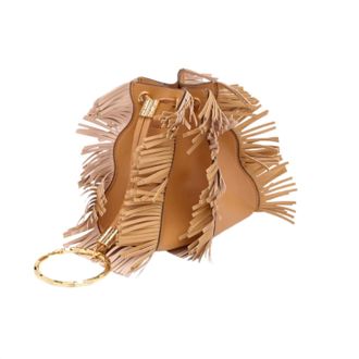 Ulla Johnson Adria Pleated Wave Pochette In Almond Fringe