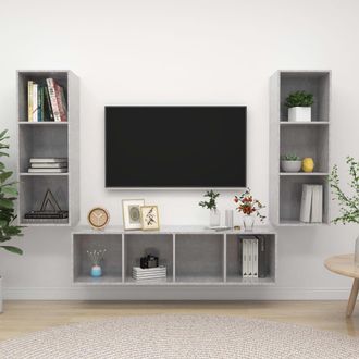 Berkfield Home 3 Piece TV Cabinet Set Concrete Grey Engineered Wood