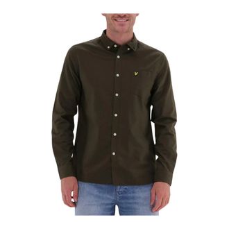Lyle & Scott Overhemden, Heren, Groen, XS, Katoen, Casual Oxford Overhemd