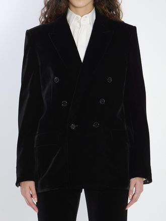 Saint Laurent Cassandre Jacket In Velvet