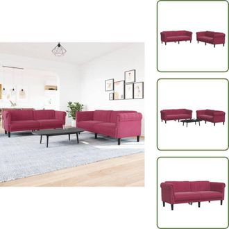 vidaXL Divano in tessuto - vidaXL Set di Divani 2 pz Rosso Vino in Velluto - Divano moderno