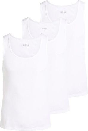 BOSS Boss Logo-embroidered Ribbed Cotton Tank - set of Three - White - XL