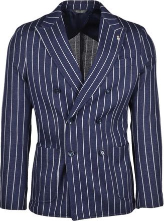 Berry & Brian Blue Cotton Polyester Men Blazer Jacket