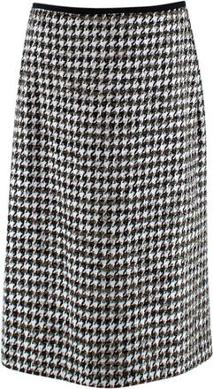 Erdem Safia metallic houndstooth cotton-blend tweed pencil skirt Size XL