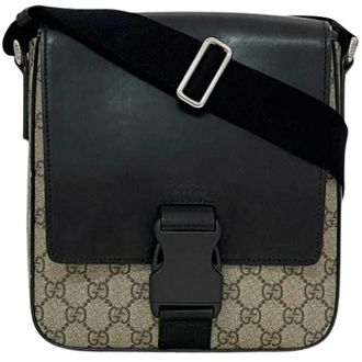 Gucci Pre-owned Leather Cross Body Bag - Heren - Vintage Schoudertas - Beige - ONE Size - Leer - Vintage