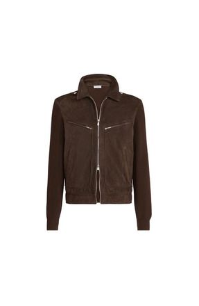 Brunello Cucinelli Suede and knit outerwear jacket in Espresso at Nordstrom, Size Xxx-Large Eu
