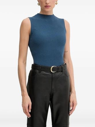 BOSS ribbed sleeveless sweater - women - Viscose - M - Blue