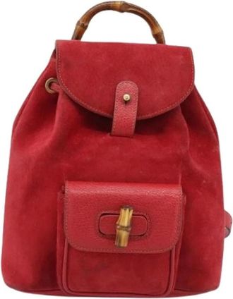 Gucci Pre-owned Vintage Rugzak - Dames - Vintage Rugzakken - Rood - ONE Size - Leer - Vintage