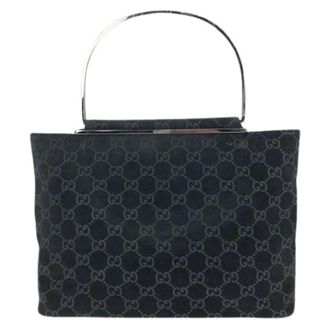 Gucci Pre-owned Handbags, female, Black, Size: ONE SIZE Pre-owned GG Suede Handbag