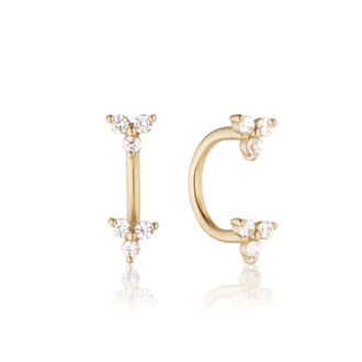 Lily & Roo Solid Gold Diamond Style Triangle Lobe Stud Earrings