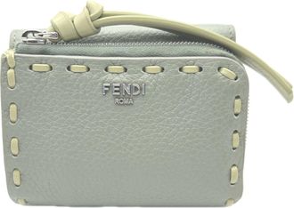 Fendi Green Leather Wallet (Tri-Fold) (Pre-Owned)