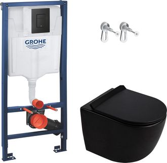 GROHE Rapid Sl Kit Wc Con Telaio Di Supporto + Wc Sospeso Senza Brida Ceramia Pixl Con Sedile Softclose + Placca (grrcepxbmt04-in)