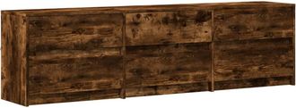 Berkfield Home TV Cabinet with LED Smoked Oak 180x34x50 cm Engineered Wood in Brown | Size: 180 x 34 x 50 cm
