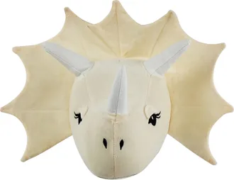 Beliani Decoraci&oacute;n De Pared De Fieltro Algod&oacute;n Beige Blanco 37 X 29 Cm Dinosaurio