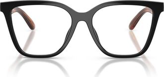 Emporio Armani 54mm Cat Eye Optical Glasses in Shiny Black /Clear at Nordstrom