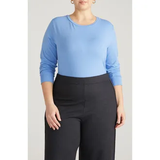 Universal Standard T Rex Long Sleeve Tee in Seaside Blue at Nordstrom, Size Xl