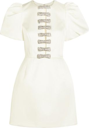 Rebecca Vallance Blaise Crystal-embellished Satin-twill Mini Dress - Ivory - 14 (UK14 / L)